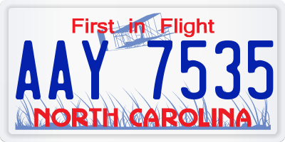 NC license plate AAY7535