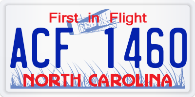 NC license plate ACF1460