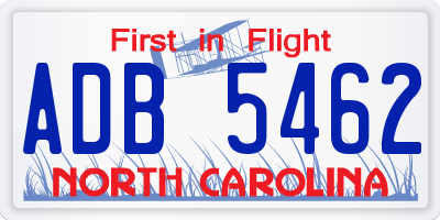 NC license plate ADB5462