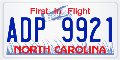 NC license plate ADP9921