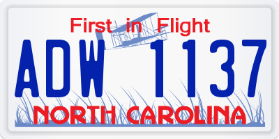 NC license plate ADW1137