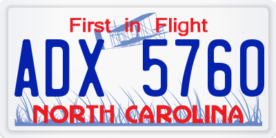 NC license plate ADX5760