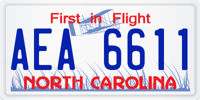 NC license plate AEA6611