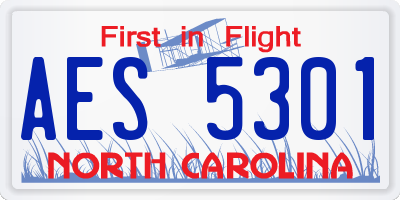 NC license plate AES5301