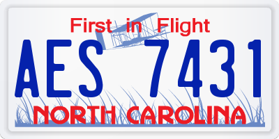 NC license plate AES7431