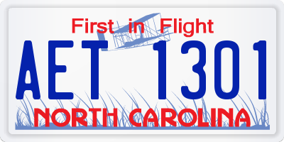 NC license plate AET1301