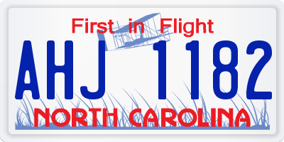 NC license plate AHJ1182