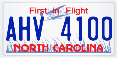 NC license plate AHV4100