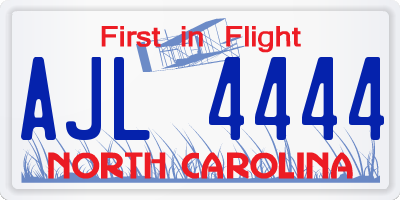 NC license plate AJL4444