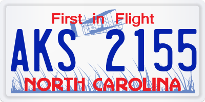 NC license plate AKS2155