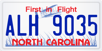 NC license plate ALH9035