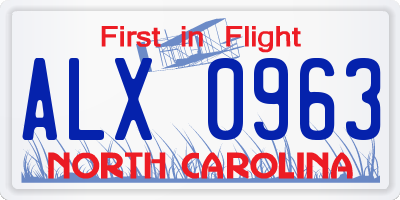 NC license plate ALX0963