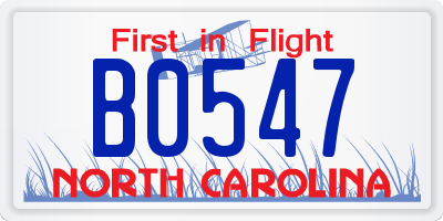 NC license plate B0547