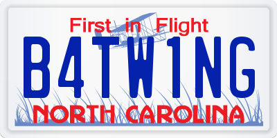 NC license plate B4TW1NG