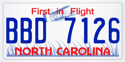 NC license plate BBD7126