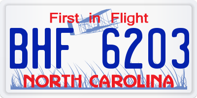 NC license plate BHF6203