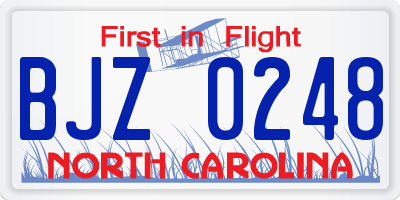NC license plate BJZ0248