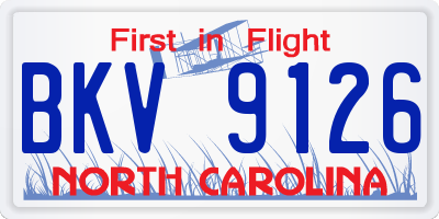NC license plate BKV9126