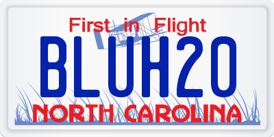 NC license plate BLUH20