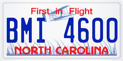 NC license plate BMI4600