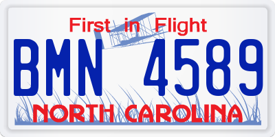 NC license plate BMN4589