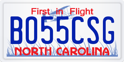 NC license plate BO55CSG