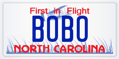 NC license plate BOBO