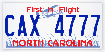 NC license plate CAX4777