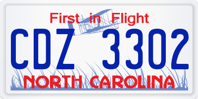 NC license plate CDZ3302