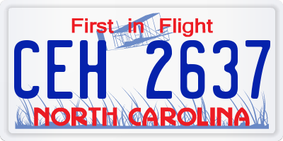 NC license plate CEH2637