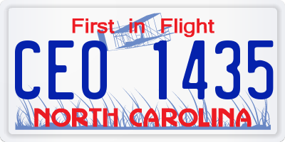 NC license plate CEO1435