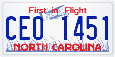 NC license plate CEO1451
