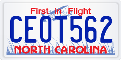 NC license plate CEOT562