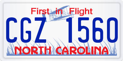 NC license plate CGZ1560