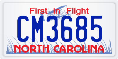 NC license plate CM3685