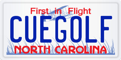 NC license plate CUEGOLF