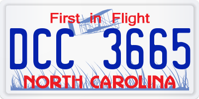 NC license plate DCC3665