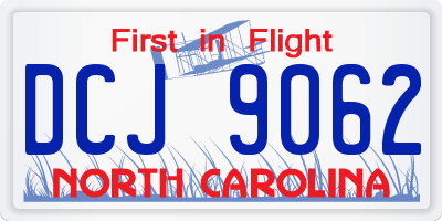 NC license plate DCJ9062
