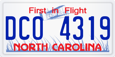 NC license plate DCO4319