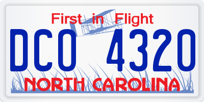 NC license plate DCO4320