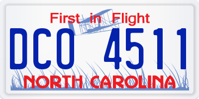 NC license plate DCO4511