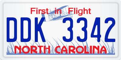 NC license plate DDK3342