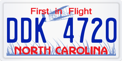 NC license plate DDK4720
