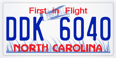 NC license plate DDK6040