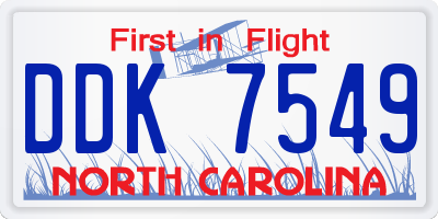 NC license plate DDK7549