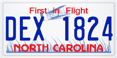 NC license plate DEX1824