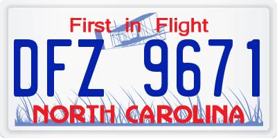 NC license plate DFZ9671