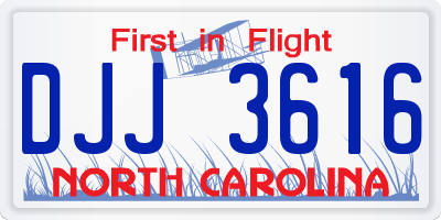NC license plate DJJ3616