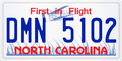 NC license plate DMN5102