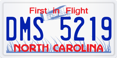 NC license plate DMS5219